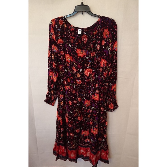 Old Navy Dresses & Skirts - Women's Long Flowing Black Floral Old Navy Dress